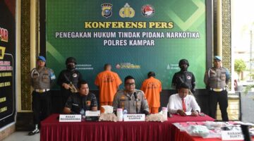Dibuntuti Sejak Pekanbaru, Dua Kurir Sabu Berakhir di Tangan Polres Kampar dengan Barang Bukti 1 Kg