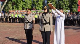 Dokumentasi Foto Sertijab Wakapolres Langkat dari Kompol Husnul ke Kompol Vivin di  Lapangan Janunaraga Mapolres Langkat Rabu (22/4/2026)