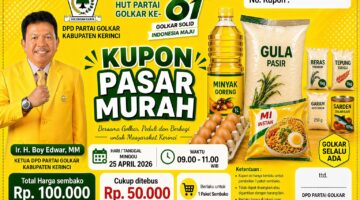 DPD II Partai Golkar Kerinci Gelar Pasar Sembako Murah dalam Rangka HUT ke-61