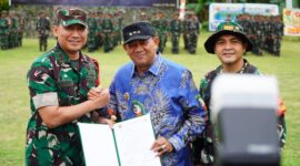 Dokumentasi Foto Kegiatan Bupati Langkat Syah Afandin Bersama Pangdam I Bukit Barisan Tutup TMMD ke 128 di Kecamatan Gebang 
