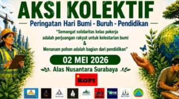 Aksi Kolektif KOPI Serukan 5 Tuntutan Rakyat di Peringatan Hari Bumi, Hari Buruh, dan Hari Pendidikan