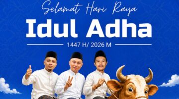 “Selamat Hari Raya Kurban 1447 H / 2026 M. Mari sucikan hati, kuatkan iman, dan tebarkan manfaat untuk sesama.”