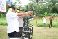 Dokumentasi Foto Kegiatan Bupati Langkat H Syah Afandin di HUT Bhayangkara ke - 80 Bersama Forkopimda Menembak Gembira 