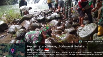 Bangun Konektivitas Wilayah, Kodim 1410/Bantaeng Gelar Karya Bakti di Dua Titik Pembangunan Jembatan