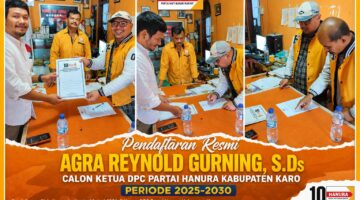 Agra Reynold Gurning Jadi Satu-Satunya Pendaftar Ketua Hanura Karo, Siap Perkuat Basis Partai