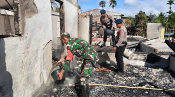 Quick Respon Brimob Polda Aceh Pasca Kebakaran Rumah Warga di Desa Ulun Tanoh Gayo Lues