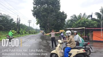 Kapolres Batu Bara Pimpin Strong Point Pagi, Personel Atur Lalu Lintas di Titik Rawan
